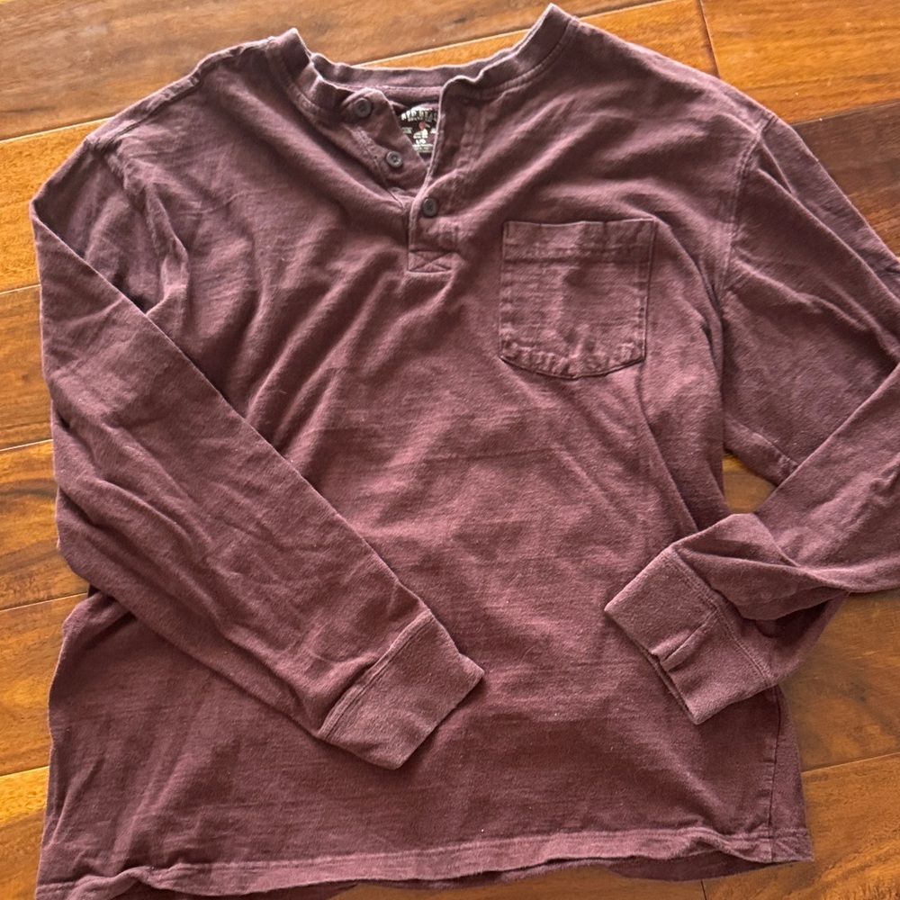 Red Head Brand Co. Men's Long Sleeve Henley Shirt Burgundy Heather Size L‎ G